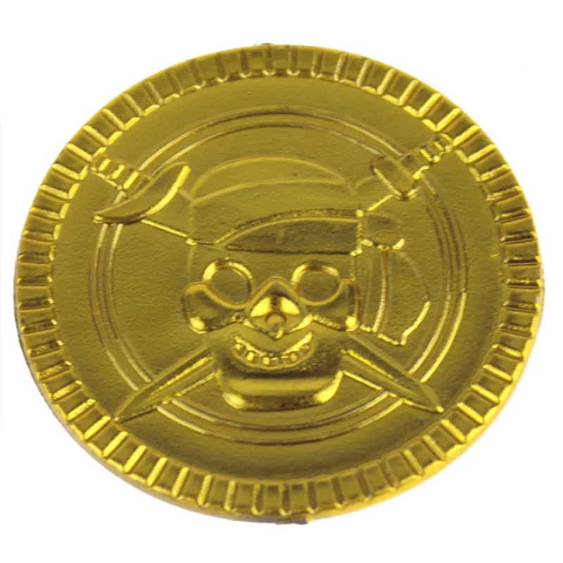 100Pcs Gold Coins Pirate Treasure Game Halloween Play Money Pirate Party Props Kids Children Party Christmas Decoration Supplies
