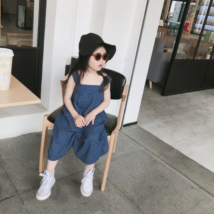 

Baby Girls Casual Overalls Children's Plaid Casual Jumpsuit Pants Fashion New Kids Girls Wide Leg Pants Loose Casual Trousers