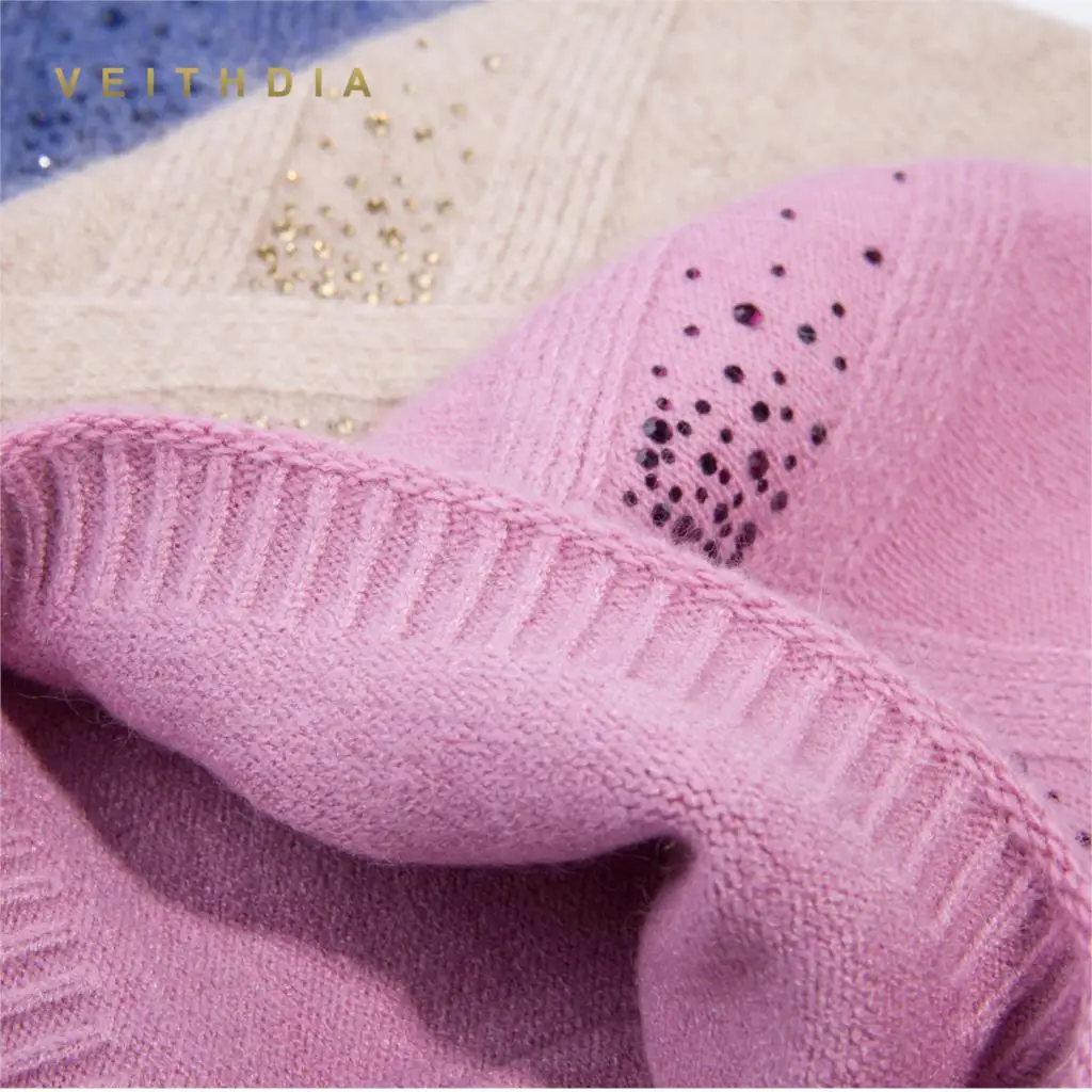 Женские кашемировые шапки VEITHDIA повседневные двухслойные плотные вязаные для