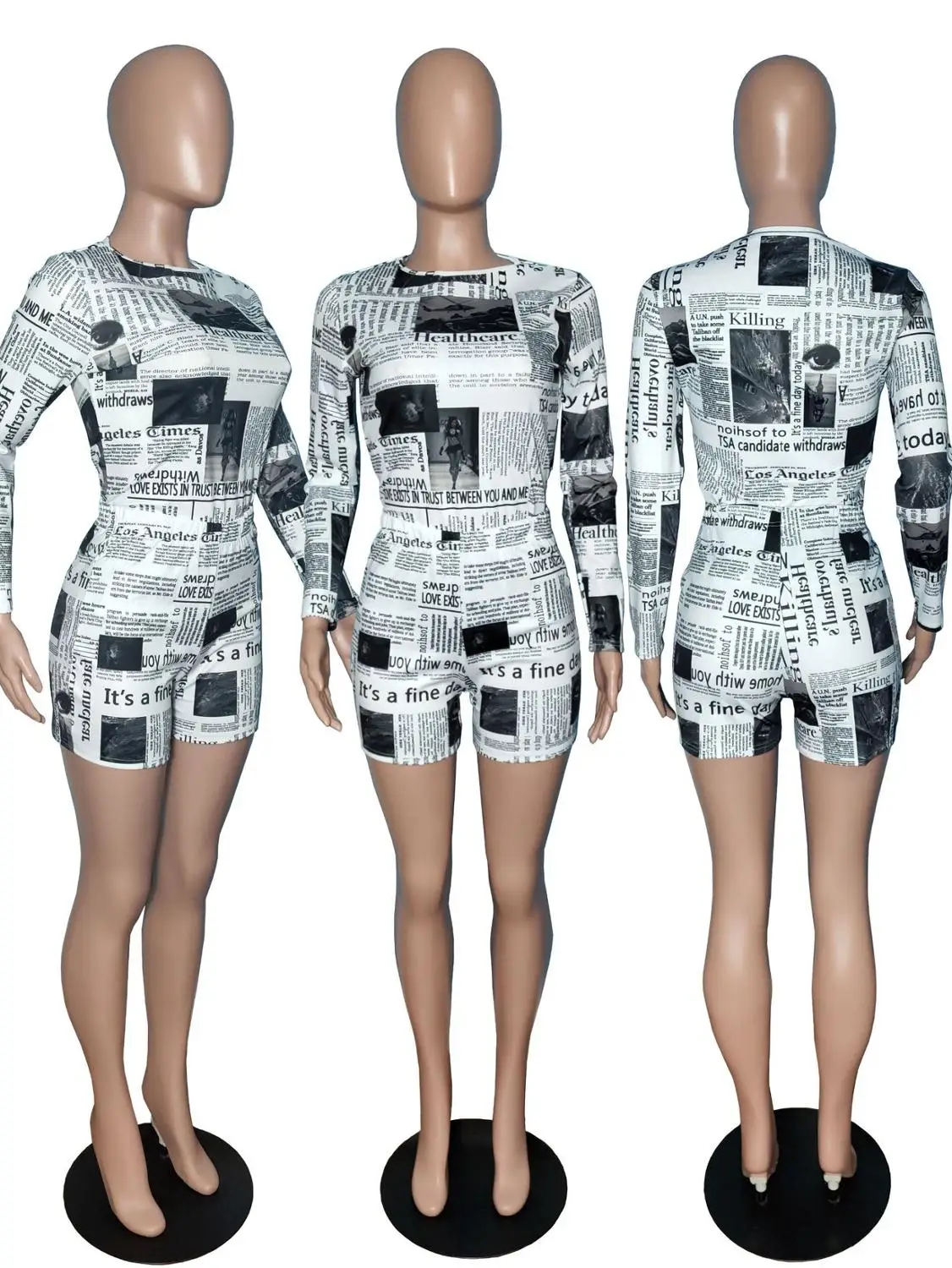 Женский костюм с буквенным принтом футболка длинными рукавами и круглым вырезом