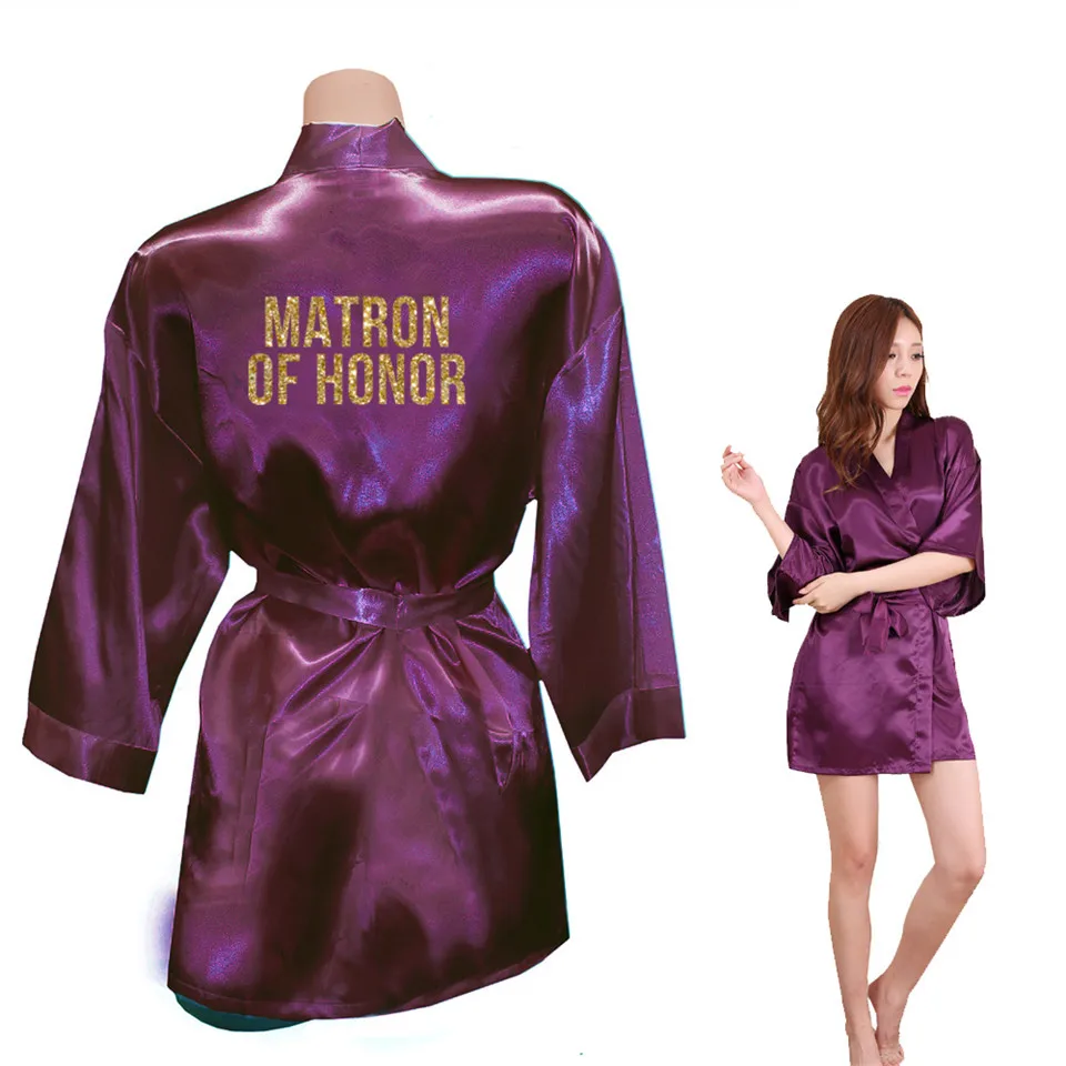 Кимоно MATRON OF HONOR с золотистым блестящим принтом халаты из искусственного шелка