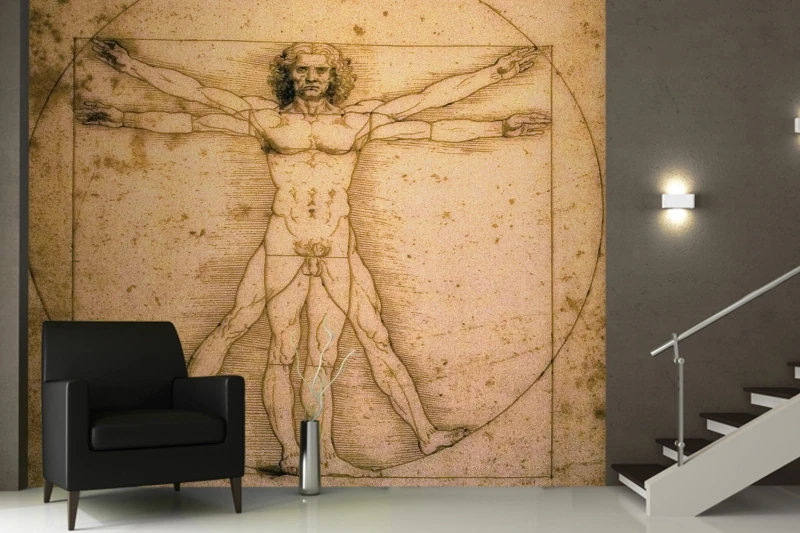 Фотообои Da Vinci Vitruvian Man 3D обои для стен ТВ фон|wallpaper fashion|wallpaper todaywallpaper modern |