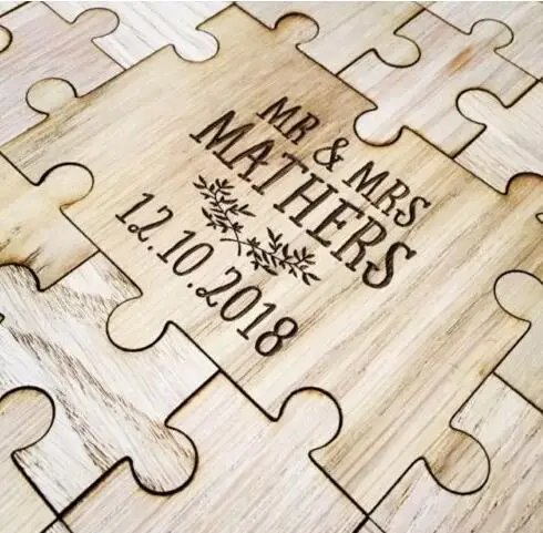 Индивидуальные инициалы для свиданий деревенский пазл Свадебные гостевые книги
