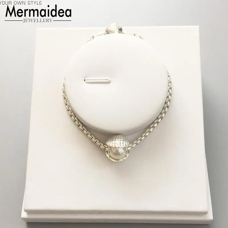 Mother of Pearl Shell Charm Beads For Women Fit Bracelets DIY Fashion silver plated Jewelry Making Best Mother's Day Gift | Украшения и