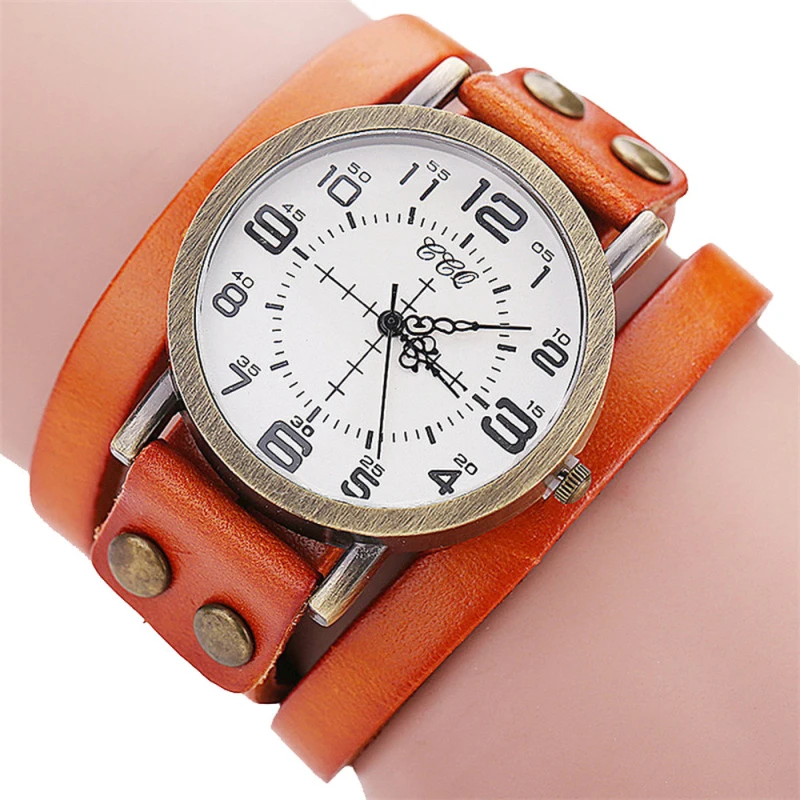 CCQ винтажные часы из искусственной кожи с браслетом женские Montre Femme мужские и