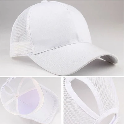 Белый Бейсбольная кепка для мужчин, Casquette Femme, Мужская кепка, конский хвост, бейсболка, летняя кепка для женщин, Солнцезащитная Спортивная сетчатая Кепка, бейсболка в стиле хип-хоп - Цвет: Белый