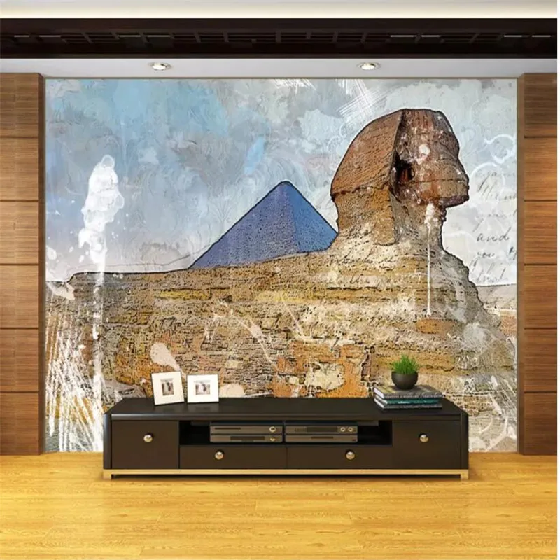 Фото обои Гостиная диван лестница фон 3D пирамида большой росписи|large mural|background