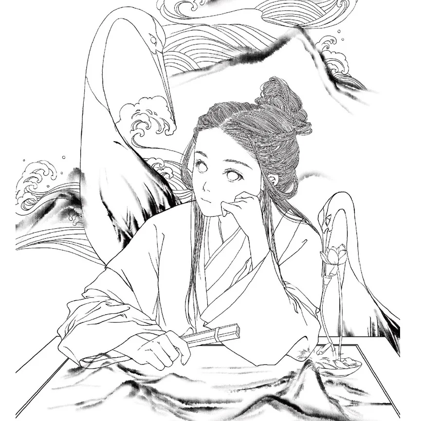 Книжка раскраска китайская учебник для рисования скетчей линий древняя красота
