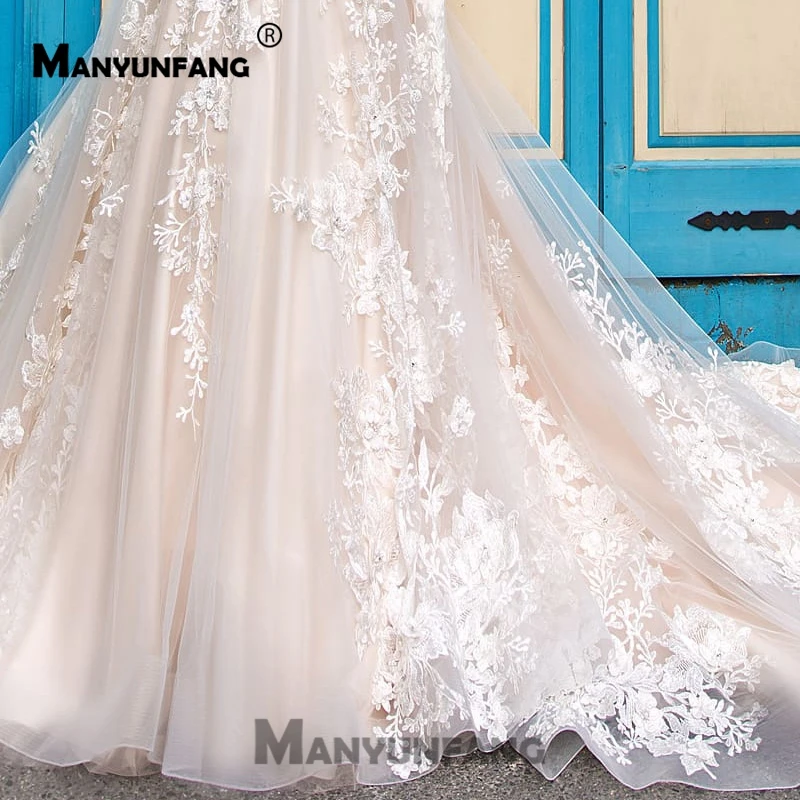 

Illusion Vestidos De Festa Full Sleeves Gowns Sheer Neck Bride Wedding Dress Buttons Back Chapel Train Vestidos De Novia 2019