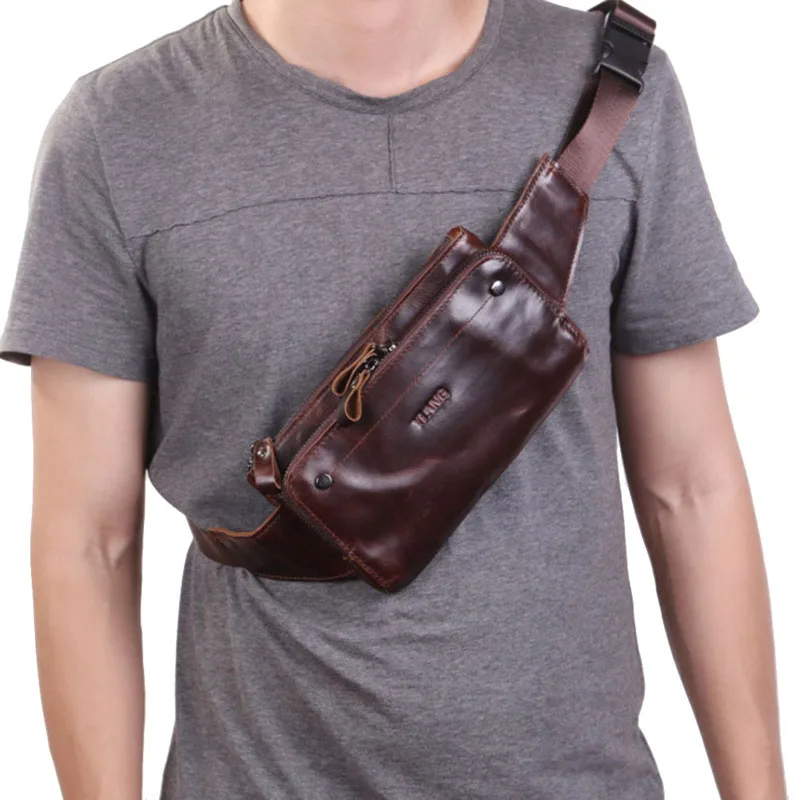 2018 Для мужчин масло воск натуральная кожа Талия пакеты Поясная Сумка Телефон