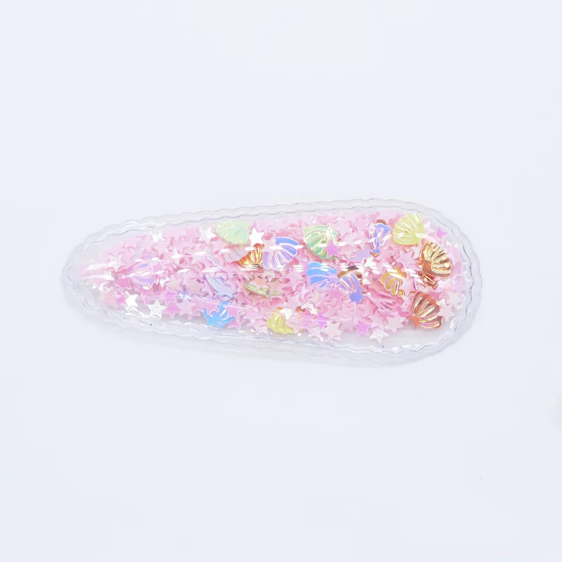 Pink Star 6 шт. 80*32 мм прозрачные аппликации с Красочные Блестки жемчуг BB зажимы для DIY заколки для волос аксессуары ручной работы Ремесло Декор H26 - Цвет: Pink Star