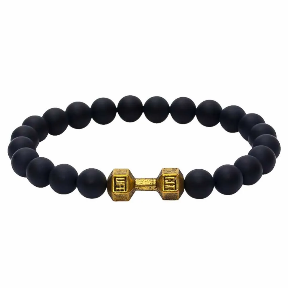 Браслет для мужчин с ониксом 2018 Bracciali Pulseras штанга ювелирных изделий 8 мм Черное