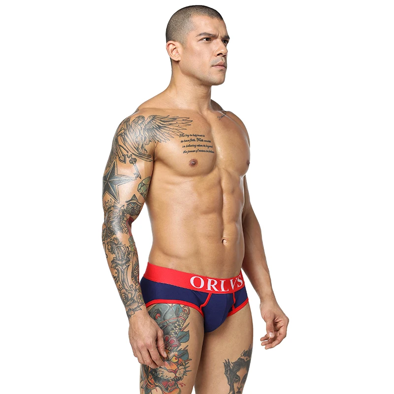 ORLVS Brand 1 Piece/lot Men Underwear Shorts Cotton Briefs Sexy Panties 5 Colors Underpants Slip Pouch OR106 |