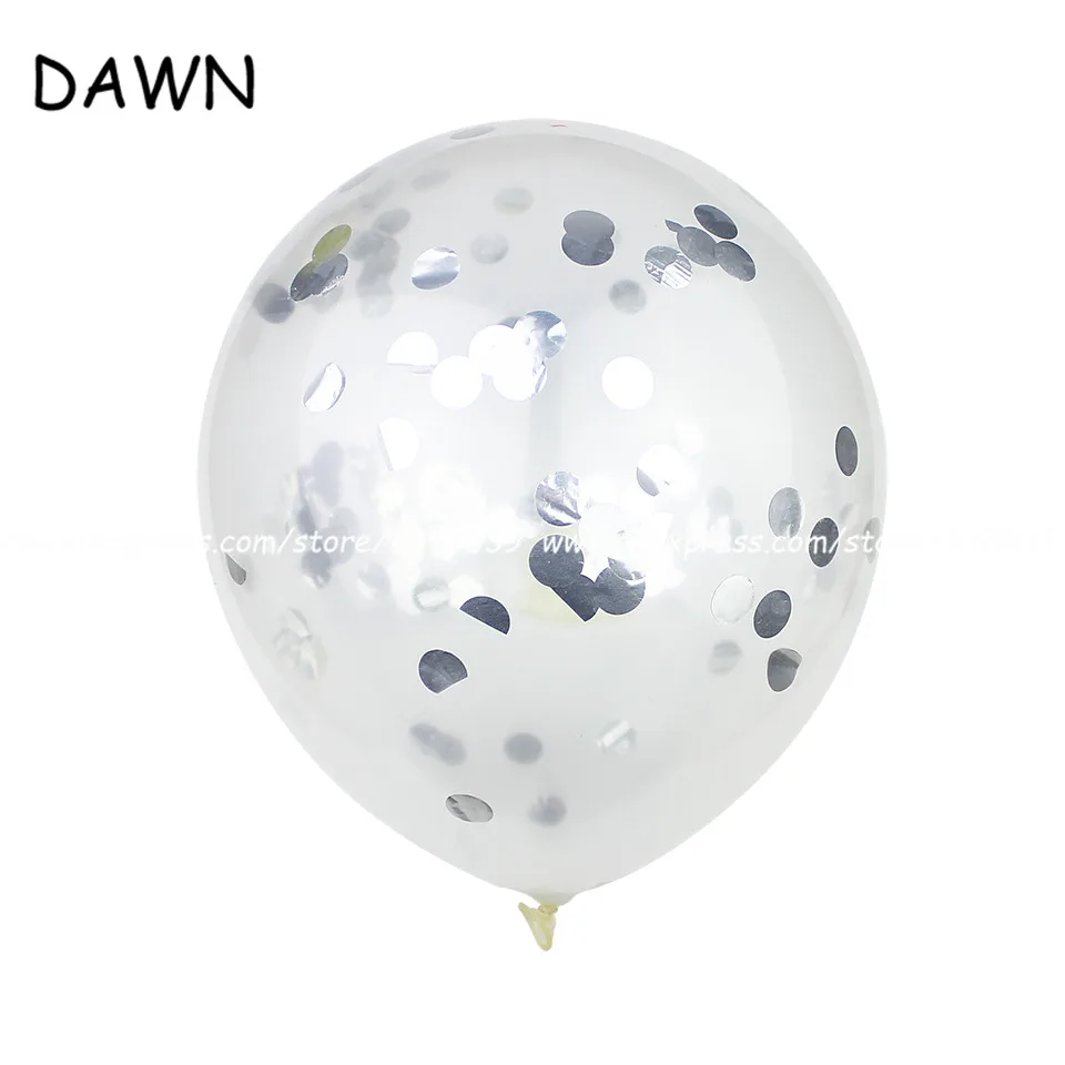 Confetti Sliver 5 шт./лот DIY 12 дюймов Блеск Конфетти шары из латекса цвета металлик Свадьба День Рождения декоративные Детские игрушки юбилей воздушные принадлежности - Цвет: Confetti Sliver