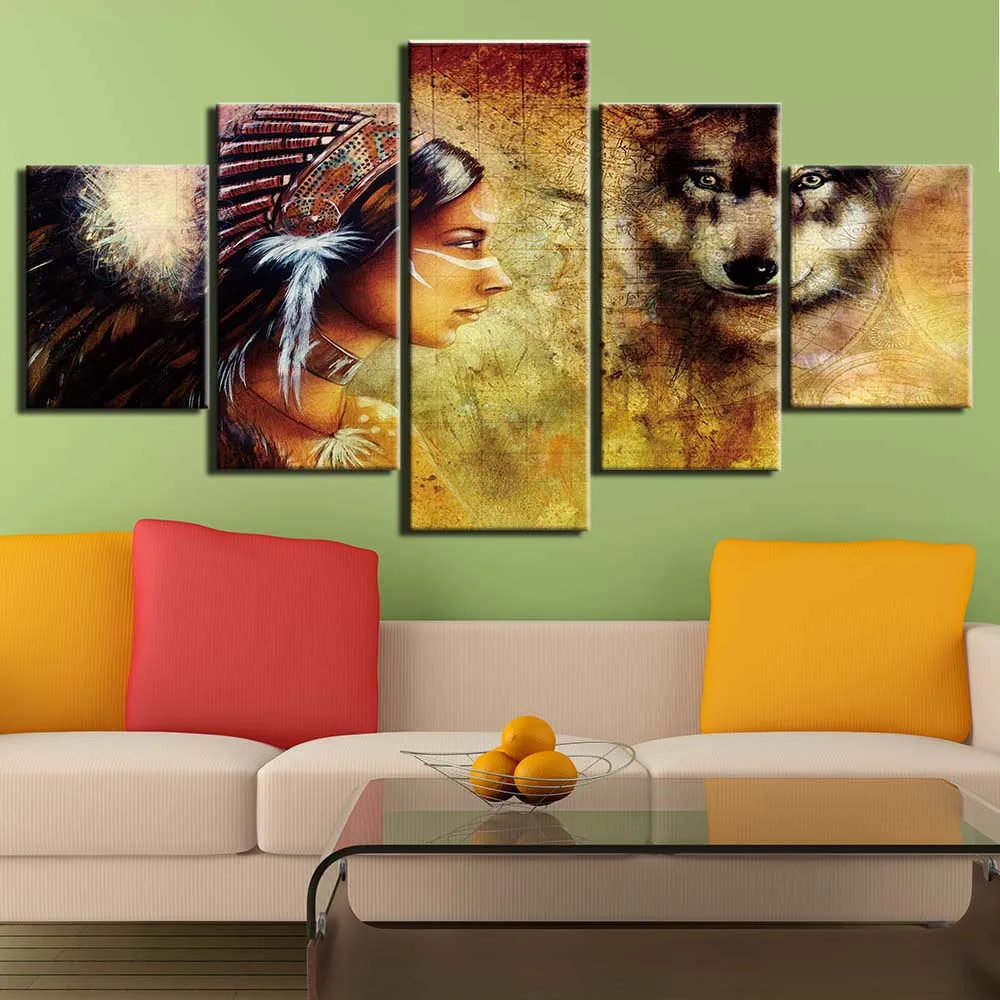 5 шт. Картина на холсте Индийские люди | Дом и сад