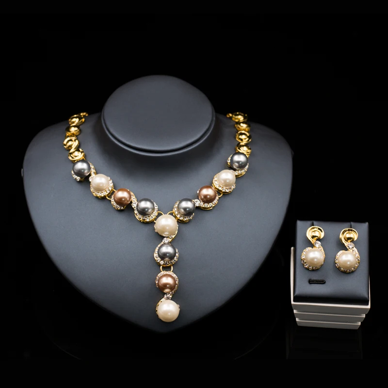 Набор украшений parure bijoux ювелирное изделие золотистого цвета с австрийским