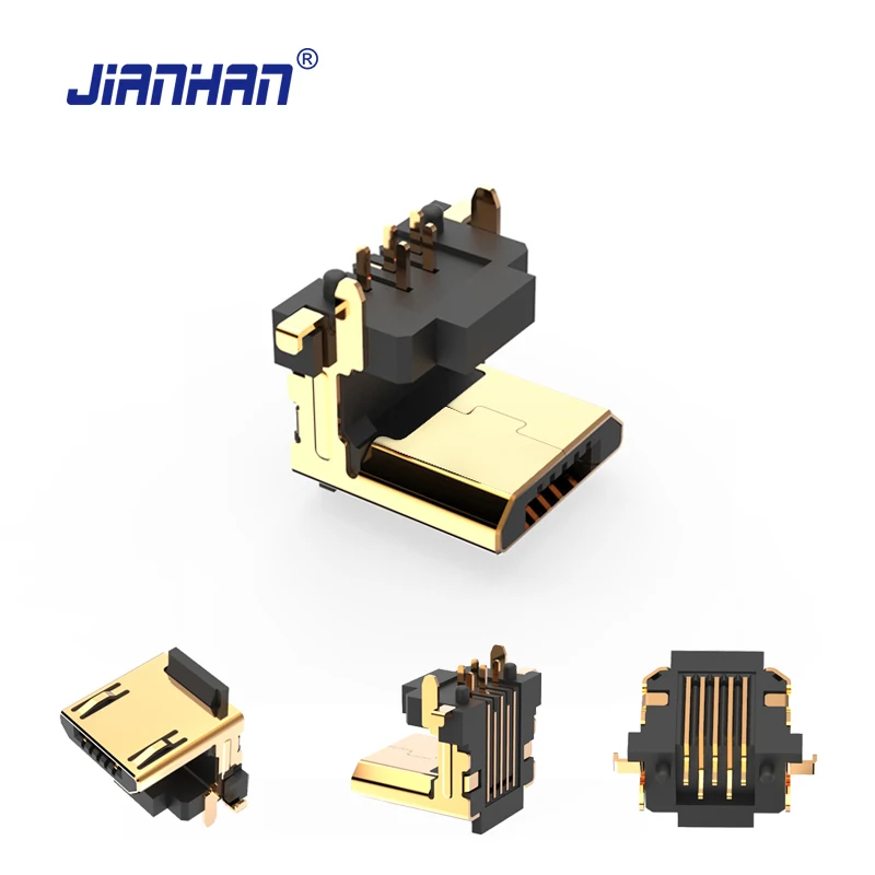 Conector Micro USB plano de 5 pines, adaptador de conectores para PCB,...