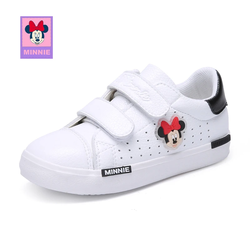 White Minnie Shoes Disney/повседневная детская обувь с Микки Маусом для мальчиков и девочек; кроссовки; дышащая обувь на плоской подошве; износостойкая нескользящая обувь; размеры 27-37 - Color: White Minnie Shoes