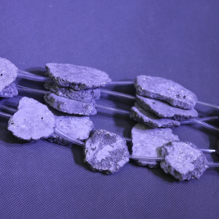 Cingesto 8pcs Full Strand Silver Semi-precious Crystal Geode Beads DIY Necklace Pendant Preferred Choice Christmas Present | Украшения и