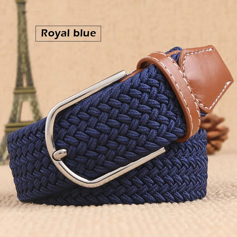 Royal blue MEDYLA 100-120x3.2cm New mens casual Stretch Woven Belt Women's Child Elastic Belts For Jeans knitted belts - Цвет: Royal blue
