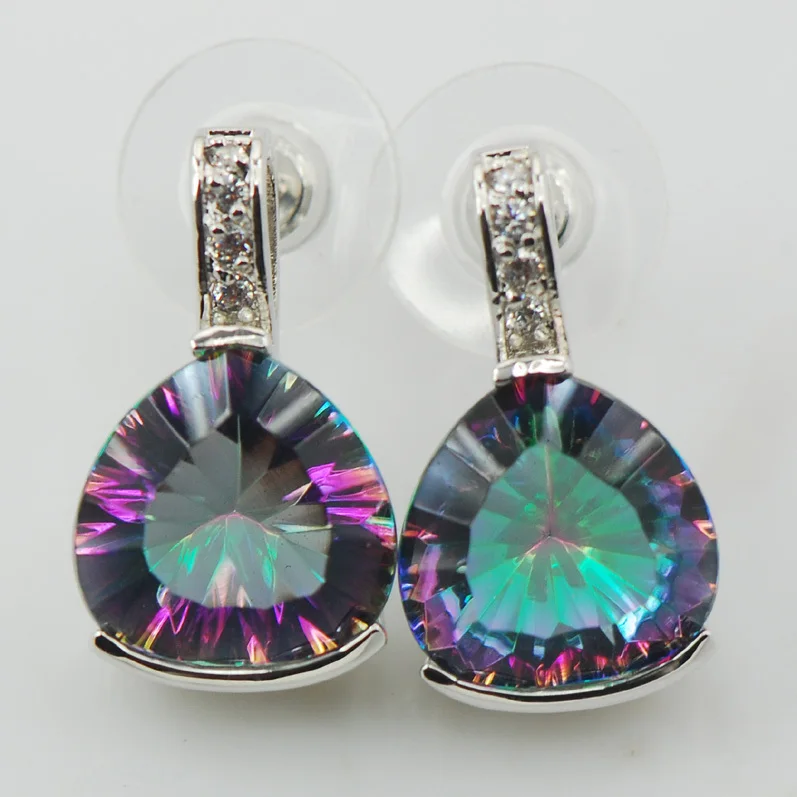 Новые женские серьги TE531 с радужным кристаллом из циркония|silver crystal earrings|crystal