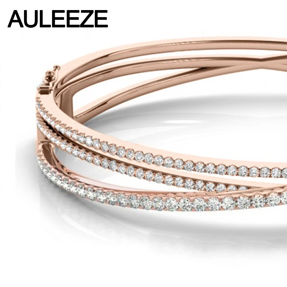 Женский обручальный браслет из розового золота 14 к с бриллиантами|bracelet bangle for