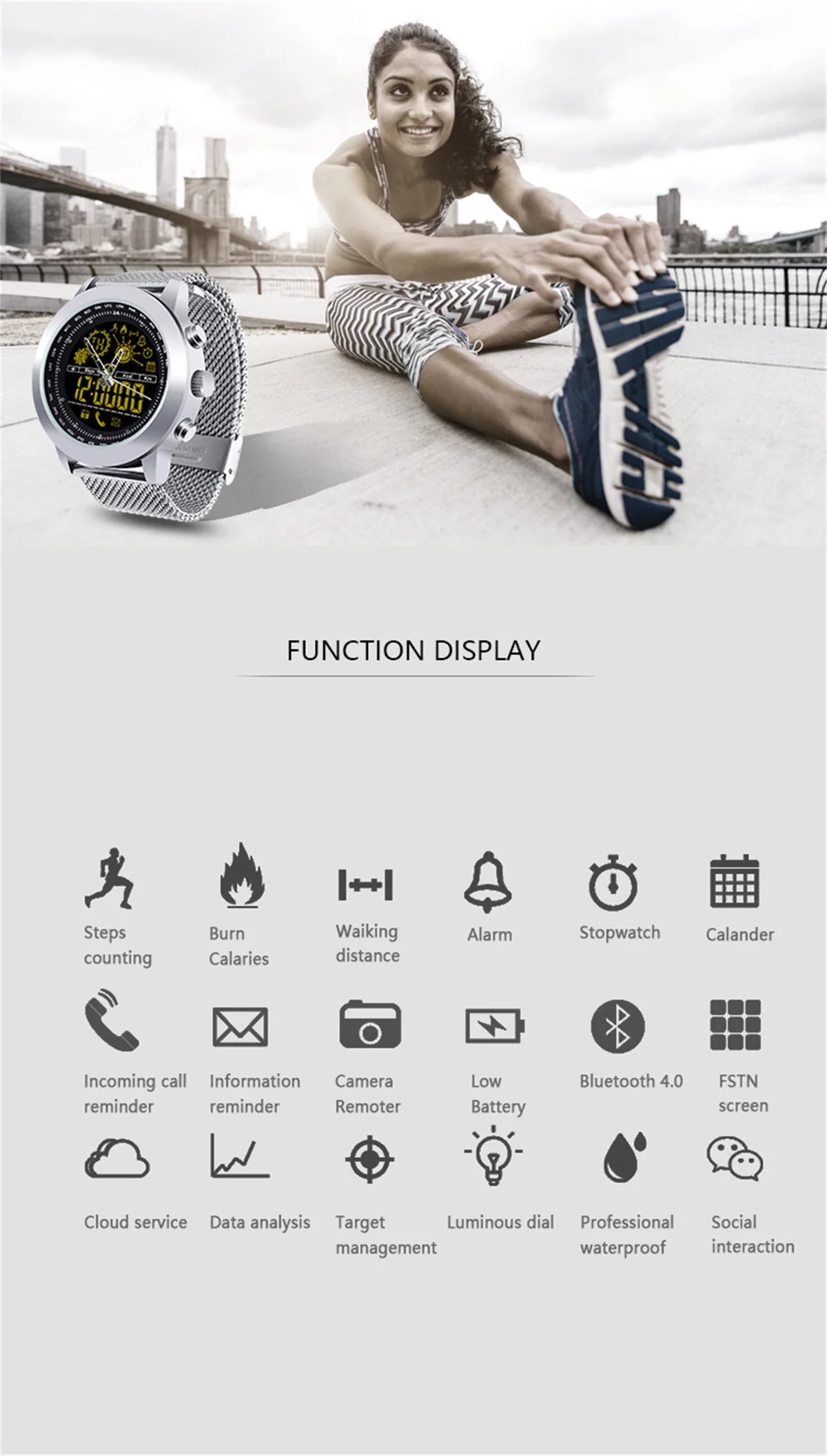 696 DX18 Waterproof GPS Multifunction Smart Watch 1.21 FSTN LCD Heart Rate Monitoring Sleep Monitoring Swim Sport Smart Bracelet