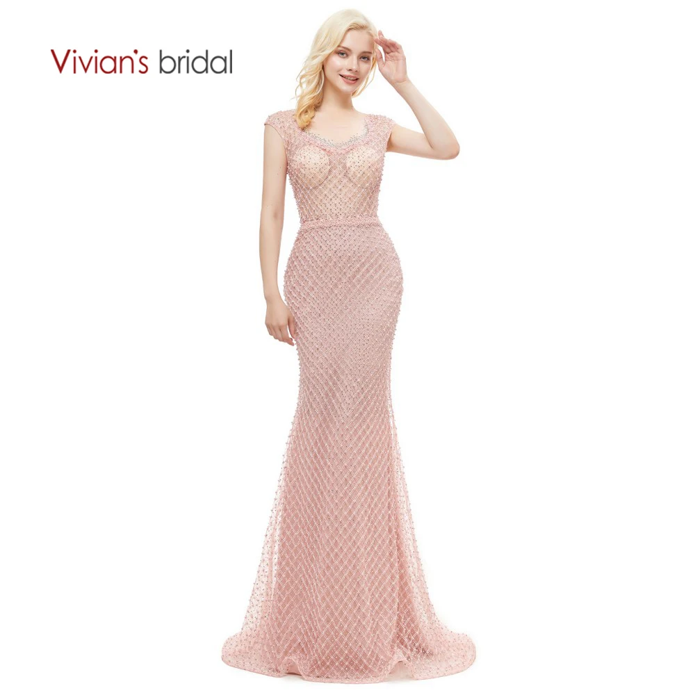 Vivian's Bridal 2018 роскошное вечернее платье в полоску с бисером и кристаллами