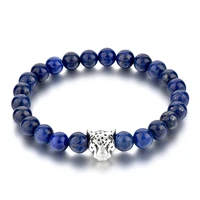 hot sale unisex chakra natural stone bracelets bangle for men yoga beads healing leopard head diy bracelet
