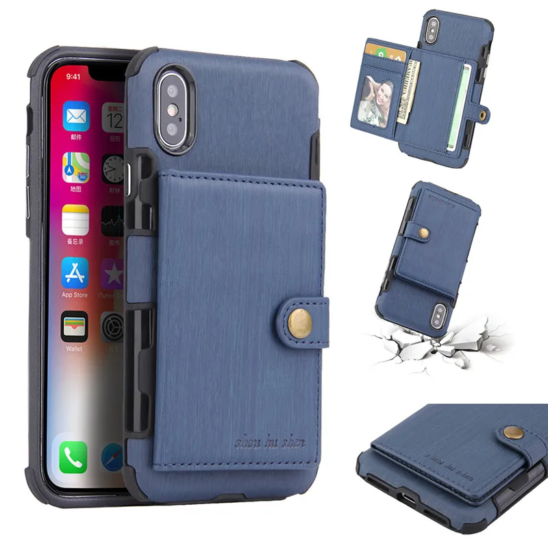 Blue Роскошный кожаный чехол-бумажник для iPhone X, XR, XS, Max, 8, 7, 6, 6s Plus, держатель для карт, противоударный Армейский Камуфляж, задняя крышка для телефона - Цвет: Blue