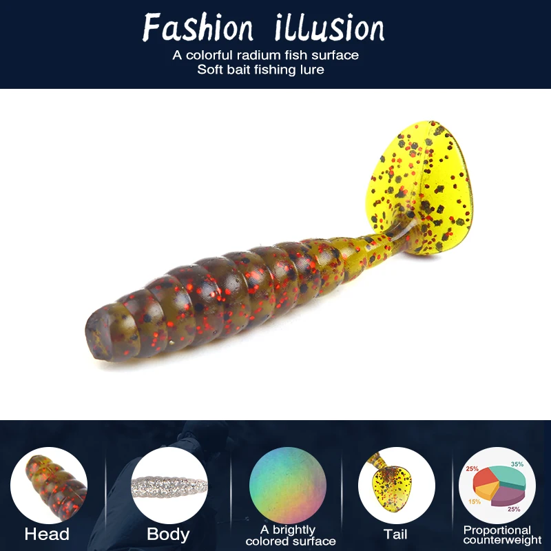 SEAPESCA 5 шт./лот Silicion мягкая личинка червяка 40 мм 1 3 г воблер хвост профессиональная