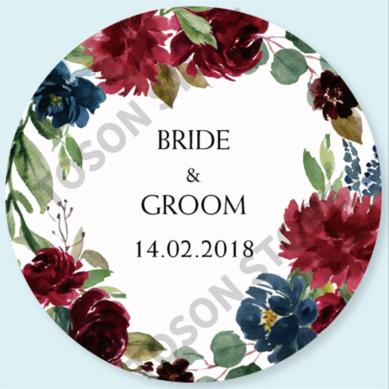 100, Silver laser Customized text logo, Wedding Stickers, Invitations Seals, Candy Favors Gift Boxes Labels, On White Adhesive