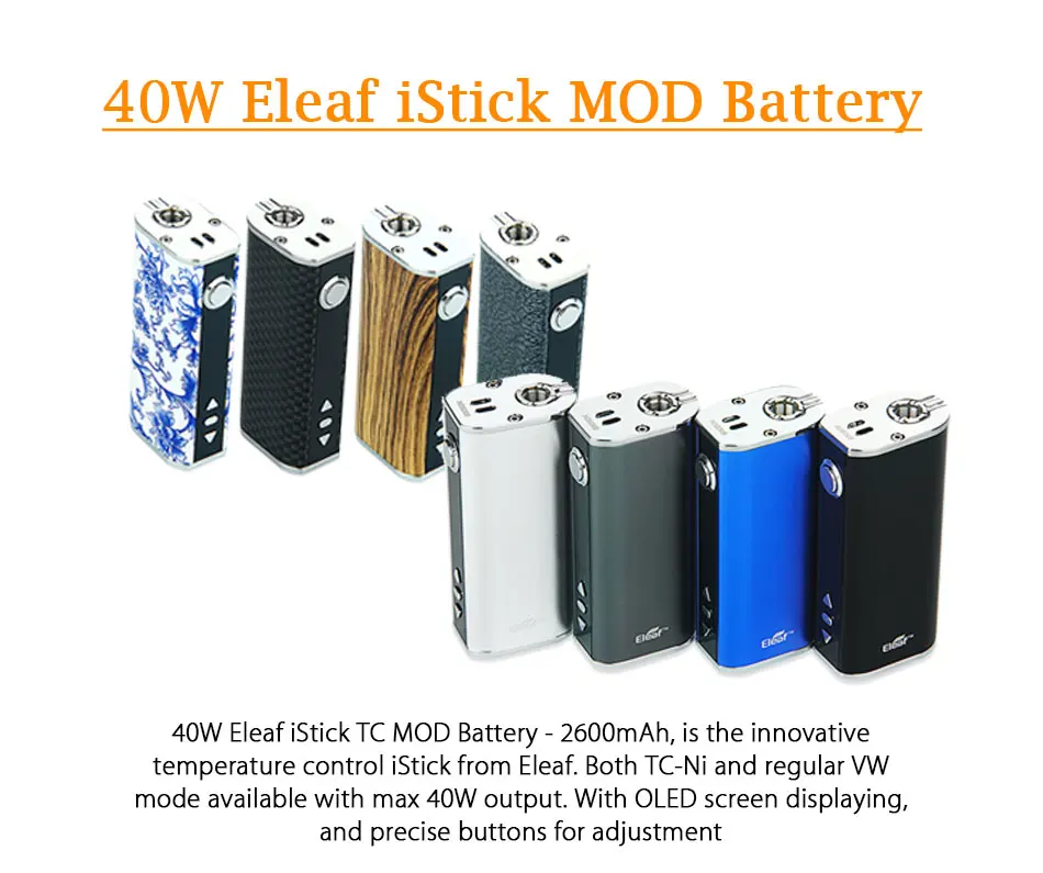 Eleaf iStick TC 40 Вт коробка мод 2600 мАч контроль температуры TC40W батарея мод поддержка TC-Ni/VW режим электронная сигарета