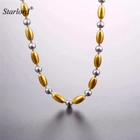 starlord vintage beads stainless steel necklace two tone color 5mm chains choker for menwomen collares 2017 new gn2566