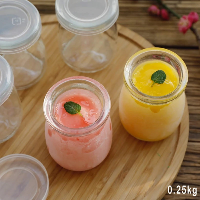 1PC 100ml Candy Jam Jar Glass Jars And Llids Milk Yoghourt Jelly Mousse Dessert Bottle Pudding Cup
