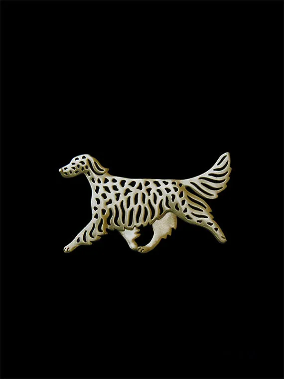 Новинка классика животное английский сеттер собака Брош золотой серебряный цвет