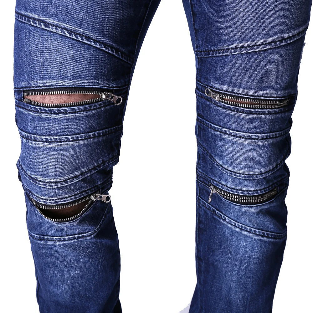 2017 Дизайнерские мужские джинсы облегающие модные мотоциклетные для мужчин
