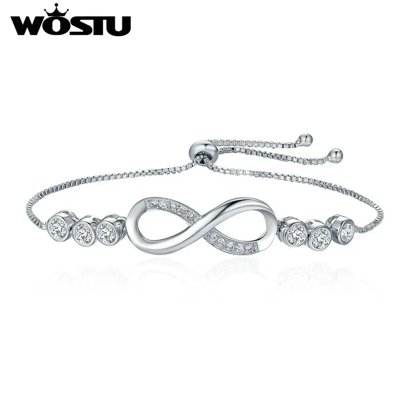 WOSTU Лидер продаж, модный браслет infinite Love белого золота цвета для женщин, брендовые ювелирные изделия для влюбленных, новогодние подарочные браслеты FFB037