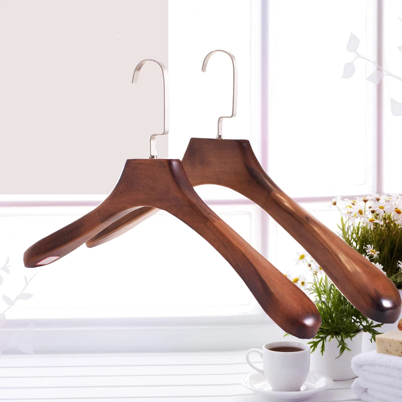 10 pcs/lot Quality Antique Solid Wood Clothing Hangers Garment Shop Wide Shoulder Wooden for Coat Suit No Mark | Дом и сад