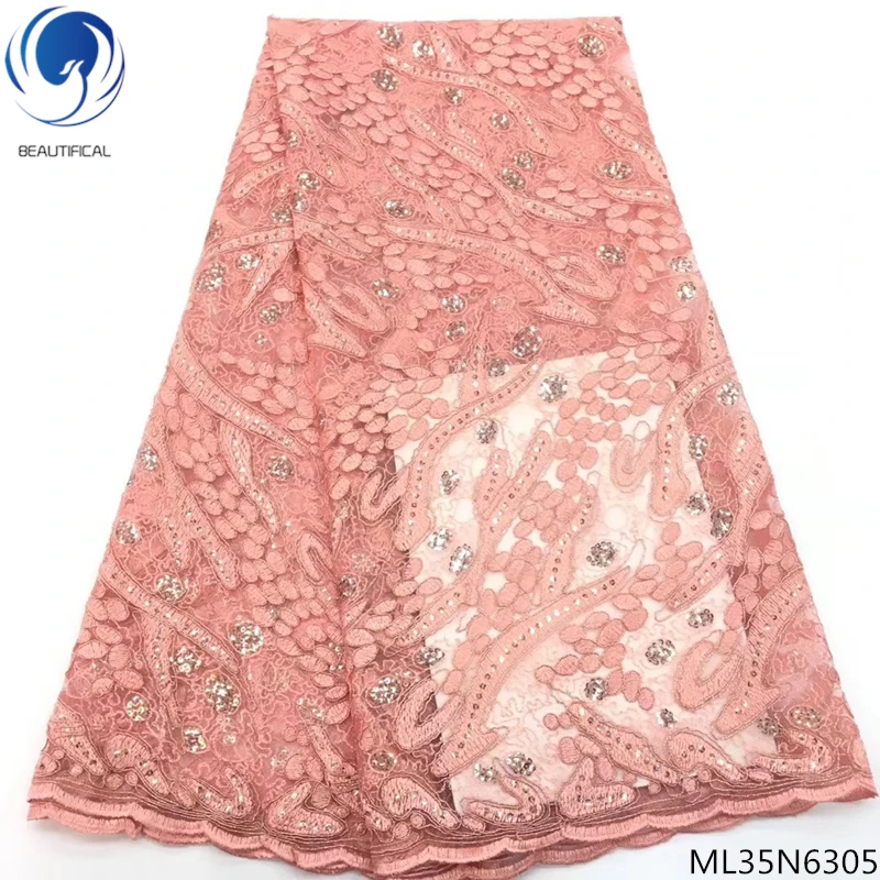 

BEAUTIFICAL blue velvet lace fabric 2019 nigerian french lace latest lace fabric bridal with sequins 5yards/lot for lady ML35N63