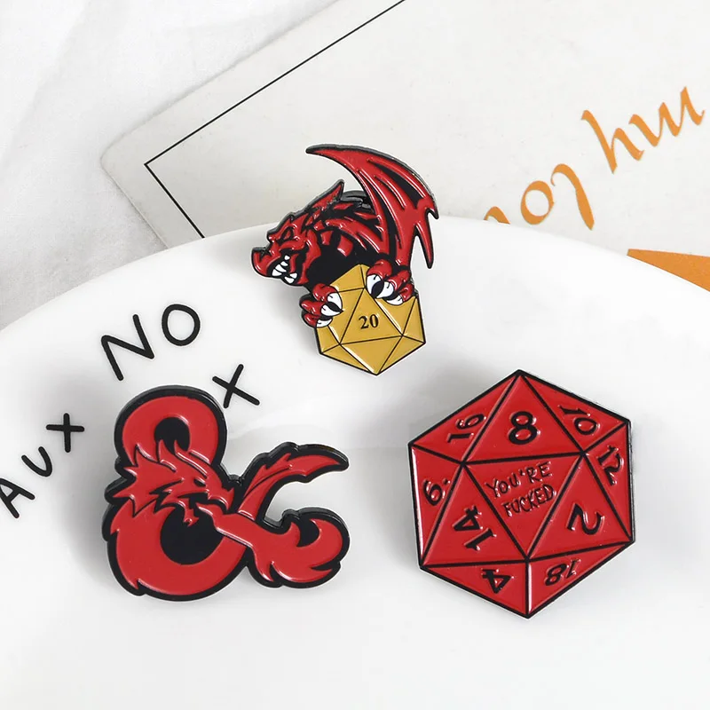 Булавка D& D, булавка на лацкане, значки для подземелий и драконов, эмалированная булавка D20, броши для любителей игр, броши для подарков для мужчин и женщин