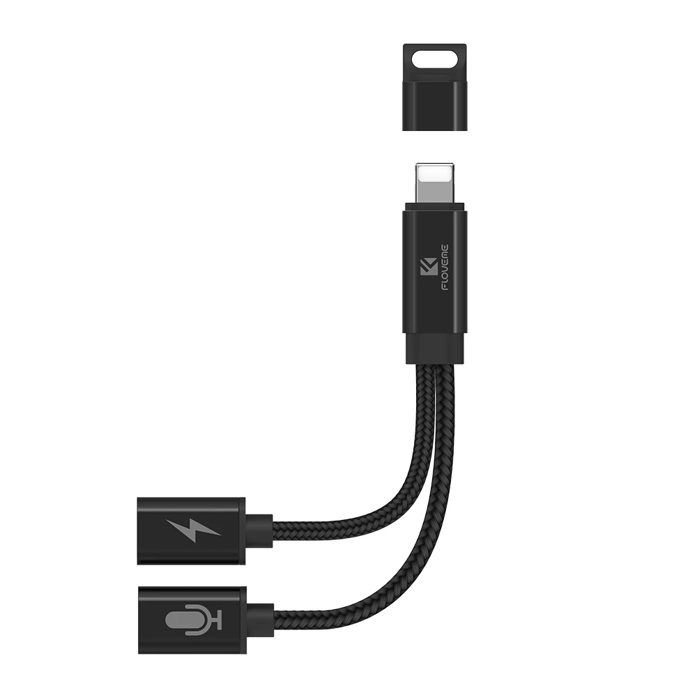Кабель Сплиттер FLOVEME 2 в 1 для подключения Lighting к аудиоконвертеру 3 5 мм iPhone 7 8 Plus X