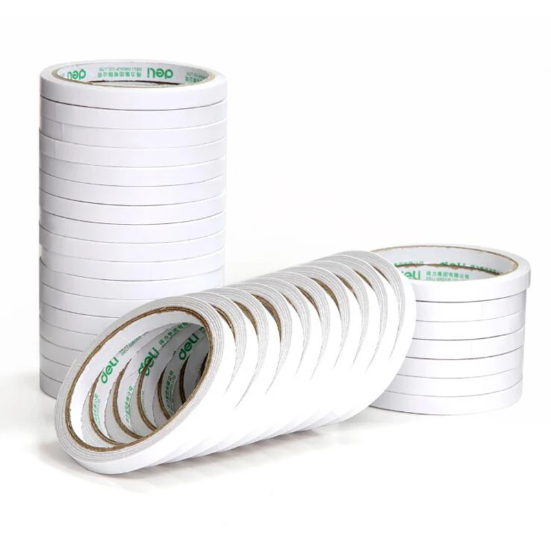 Tape Sponge Double-Sided Tape White Double-Sided Adhesive 9mm*9.1m Wide Durable Two-Sided Tape School Office Stationery double sided cotton paper tape 12mm 9 1m white hot melt cotton paper tape home double sided adhesive school office stationery