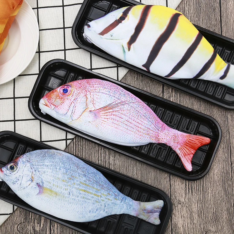 

Kawaii Simulation Fish Printing Pencil Case Storage Organizer Pencilcase Pen Pouch School Supply Stationery Cosmetic Makeup Bags