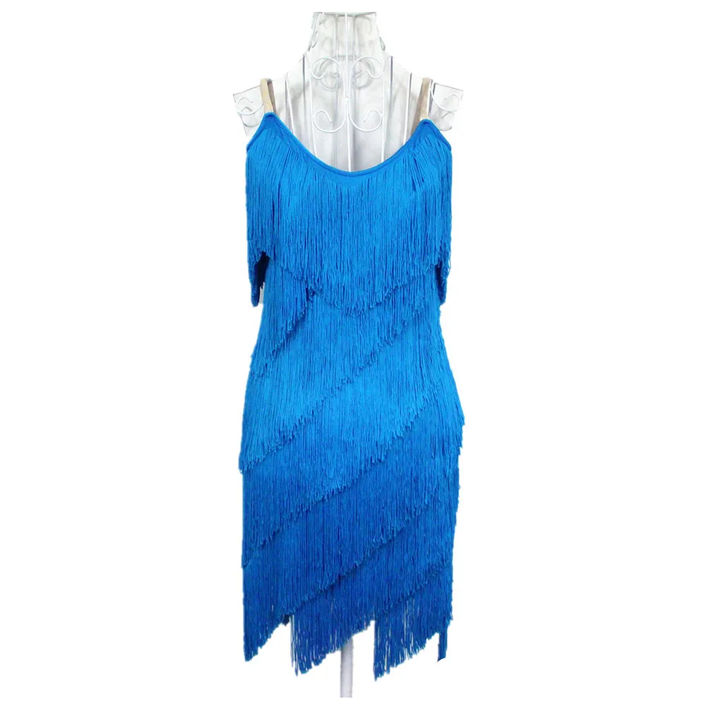 

high quality custom custmize fringe tassel latin Rumba cha cha rumba samba competition dress many colors for reference