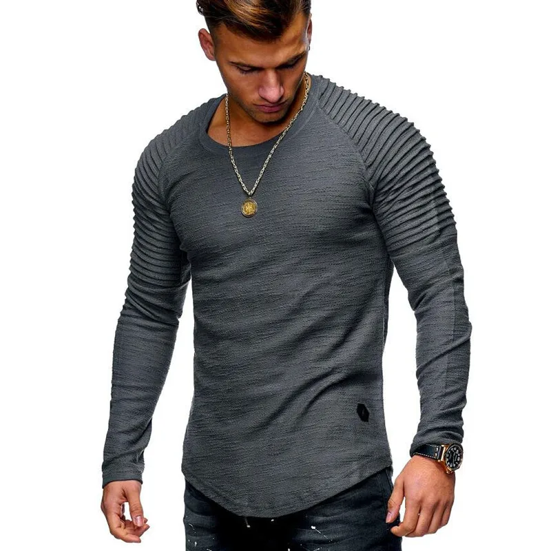 Лидер продаж 2018 новая весенняя Модная брендовая Приталенная футболка с длинным