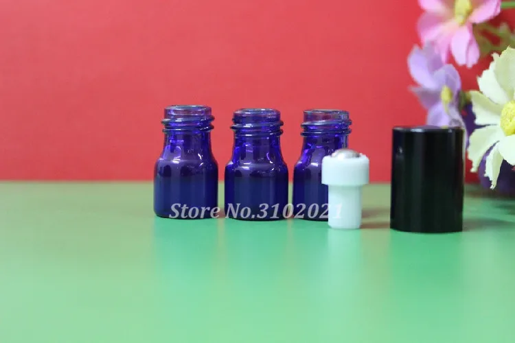 10 шт. 1 мл Маленькая голубая роликовая бутылка для эфирных масел, заправляемых флаконов для парфюмерии, контейнеров для дезодорантов с роликом из нержавеющей стали.