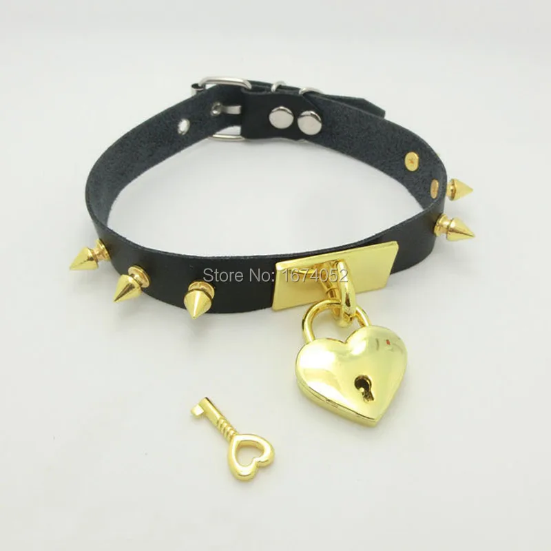 Крутой Роскошный 100% ручной работы Золотые шипы шипованная кожа воротник с замком