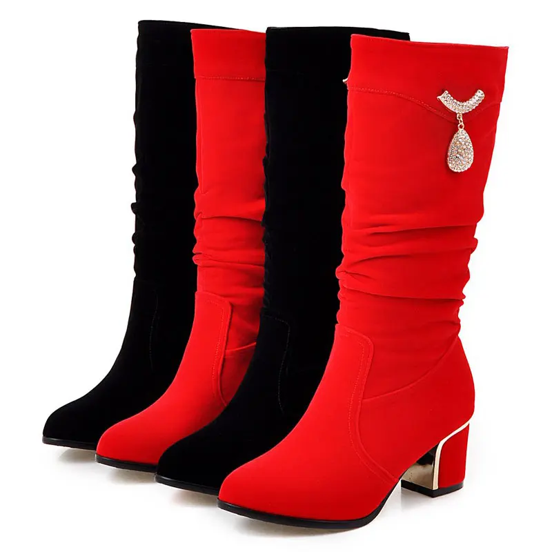 

Fanyuan 2018 Shoes Boots Lady New Square Heel Women Autumn Rhinestone Knee High Boot Fashion Casual Shoes Woman Boots