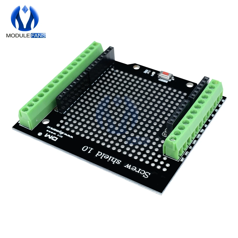 Proto винт щит для Arduino с открытым исходным кодом Кнопка сброса D13 светодиодный для макетной платы 3,81 терминал Двухсторонний PCB SMT припой DIY